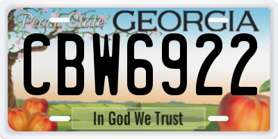 GA license plate CBW6922