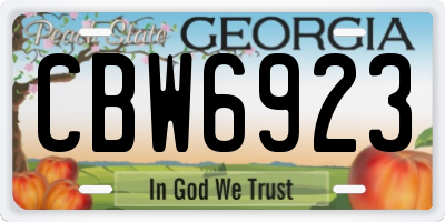 GA license plate CBW6923