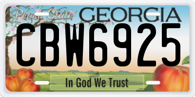 GA license plate CBW6925