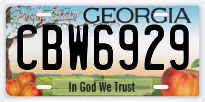 GA license plate CBW6929