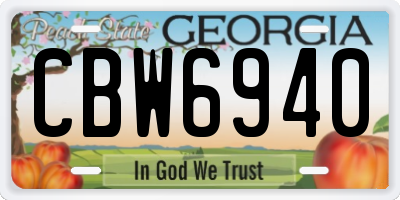GA license plate CBW6940