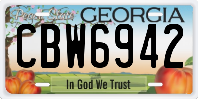 GA license plate CBW6942
