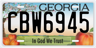 GA license plate CBW6945