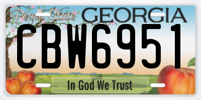 GA license plate CBW6951