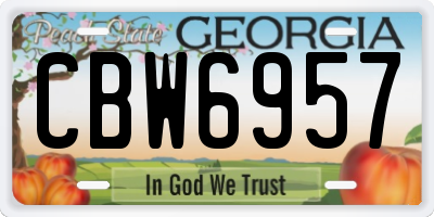 GA license plate CBW6957