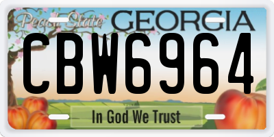GA license plate CBW6964