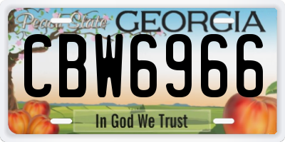 GA license plate CBW6966