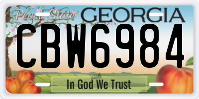 GA license plate CBW6984