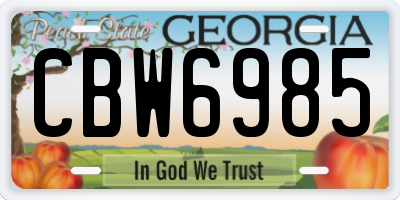 GA license plate CBW6985