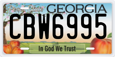 GA license plate CBW6995