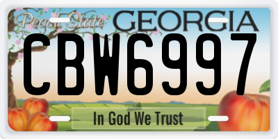 GA license plate CBW6997