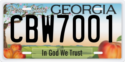 GA license plate CBW7001