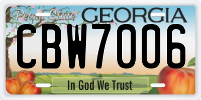 GA license plate CBW7006