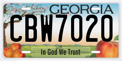 GA license plate CBW7020