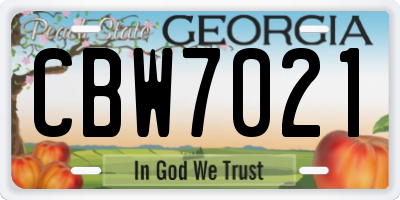 GA license plate CBW7021