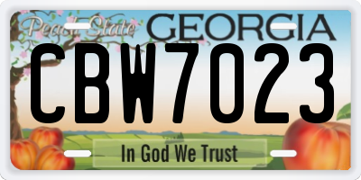 GA license plate CBW7023