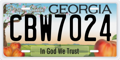 GA license plate CBW7024
