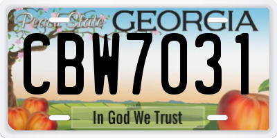 GA license plate CBW7031