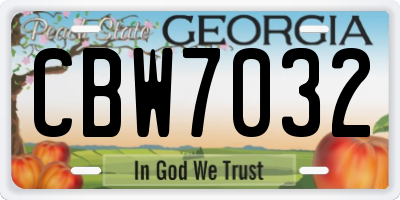 GA license plate CBW7032