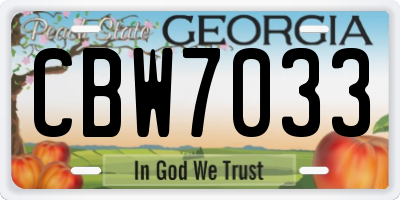 GA license plate CBW7033