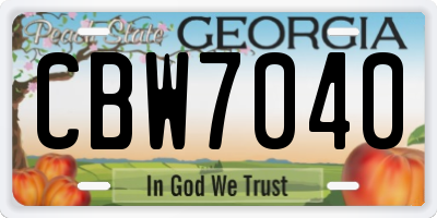 GA license plate CBW7040
