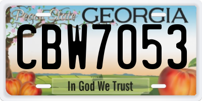 GA license plate CBW7053