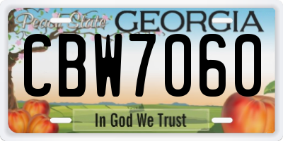 GA license plate CBW7060