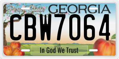 GA license plate CBW7064