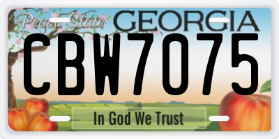 GA license plate CBW7075