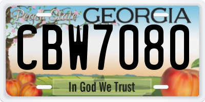 GA license plate CBW7080