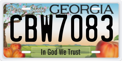 GA license plate CBW7083