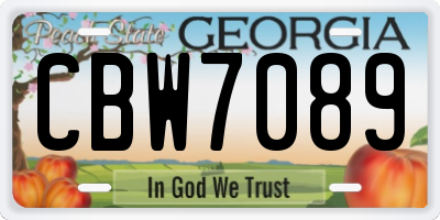 GA license plate CBW7089