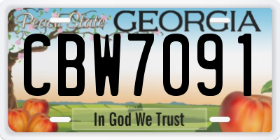 GA license plate CBW7091