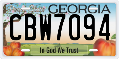 GA license plate CBW7094