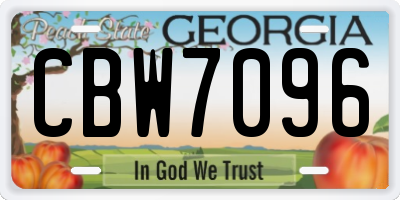 GA license plate CBW7096