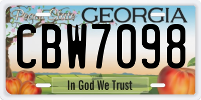 GA license plate CBW7098