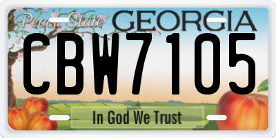 GA license plate CBW7105