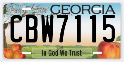 GA license plate CBW7115