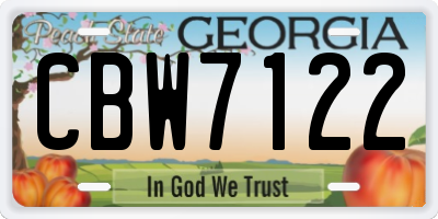 GA license plate CBW7122