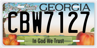 GA license plate CBW7127