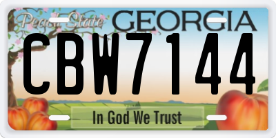 GA license plate CBW7144