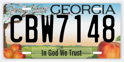 GA license plate CBW7148
