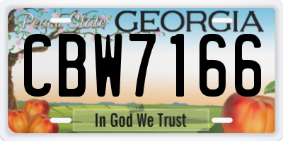 GA license plate CBW7166