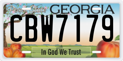 GA license plate CBW7179