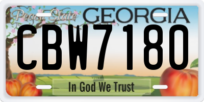 GA license plate CBW7180