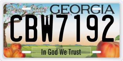 GA license plate CBW7192