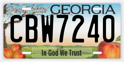 GA license plate CBW7240