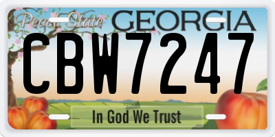 GA license plate CBW7247