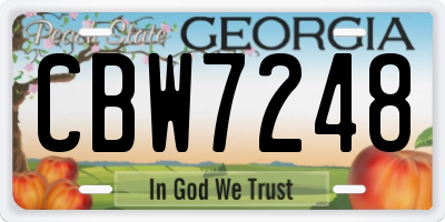 GA license plate CBW7248