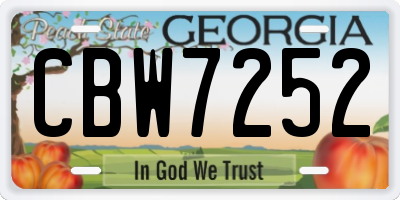 GA license plate CBW7252